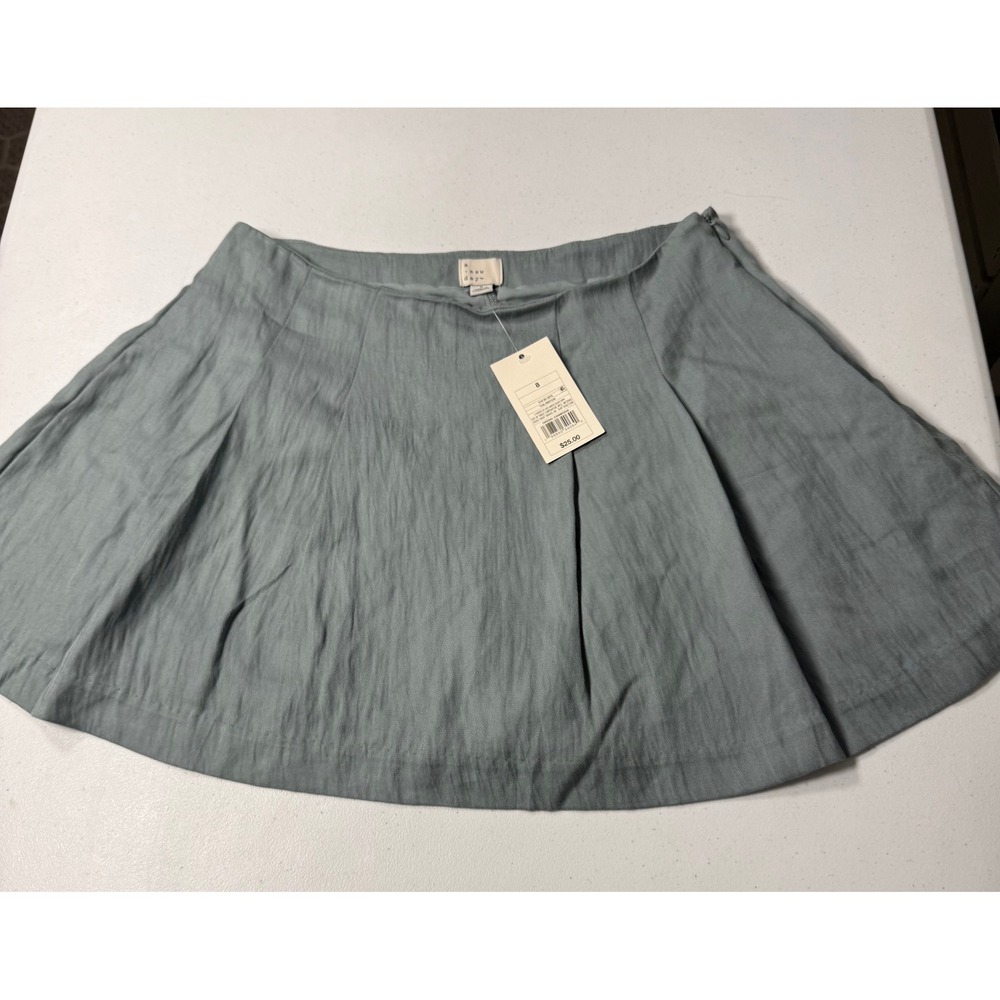 A New Day Womens sea haze color Pleated Skort Size 8 Mini Skirt with Shorts NWT